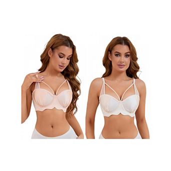 2 Packs Women's Soft Underwire Bra Front Cross Lightly Adjustable Straps Training Minimizers