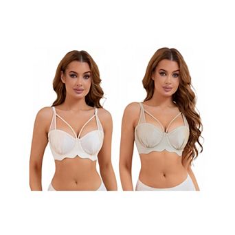 2 Packs Women's Soft Underwire Bra Front Cross Lightly Adjustable Straps Training Minimizers