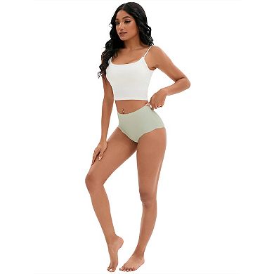 2 Packs Women's High-Waisted Full-Coverage Underwear Wave Trim No Trace Briefs