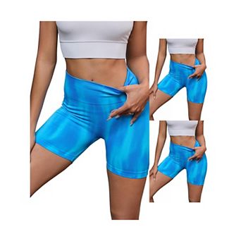 3 Packs Women's High Waist Tie Dye Biker Shorts Tummy Control Workout Running Thigh Slimmers