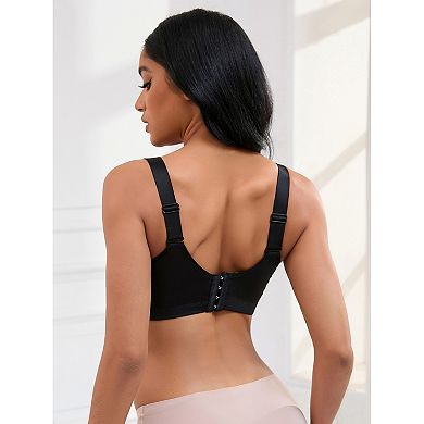 2 Packs Women's V-Neck Mesh Minimizers Bras Wirefree Adjustable Straps U Back Lingerie