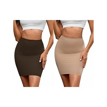 2 Packs Women's High Waisted Half Slips Under Dress Tight Skirt Body Shaper Slimming Slip