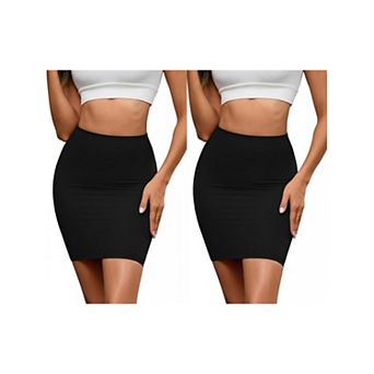 2 Packs Women's High Waisted Half Slips Under Dress Tight Skirt Body Shaper Slimming Slip