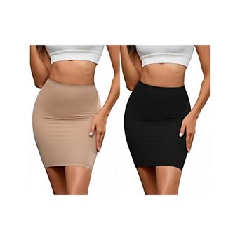 2 Packs Women's High Waisted Half Slips Under Dress Tight Skirt Body Shaper Slimming Slip