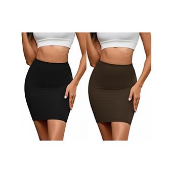 2 Packs Women's High Waisted Half Slips Under Dress Tight Skirt Body Shaper Slimming Slip