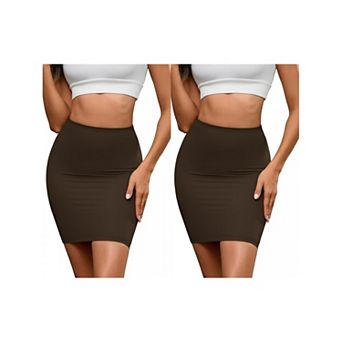 2 Packs Women's High Waisted Half Slips Under Dress Tight Skirt Body Shaper Slimming Slip