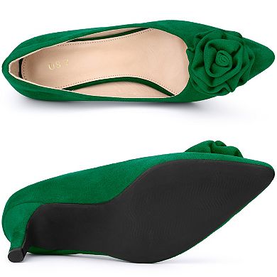 Women's Flower Pointed Toe Stiletto Heels Pumps