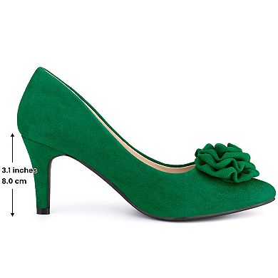 Women's Flower Pointed Toe Stiletto Heels Pumps