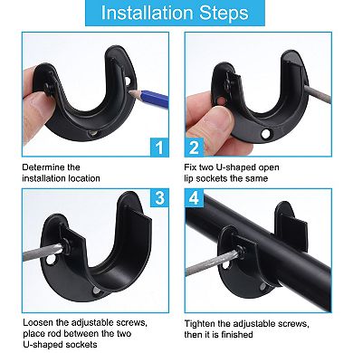 12Pcs Stainless Steel Closet Rod Brackets, U-Shaped