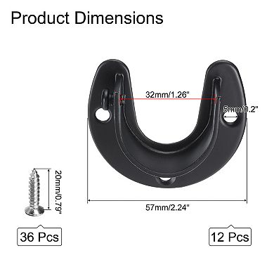 12Pcs Stainless Steel Closet Rod Brackets, U-Shaped