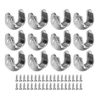 12 pc Stainless Steel Closet Rod Brackets, U-Shaped