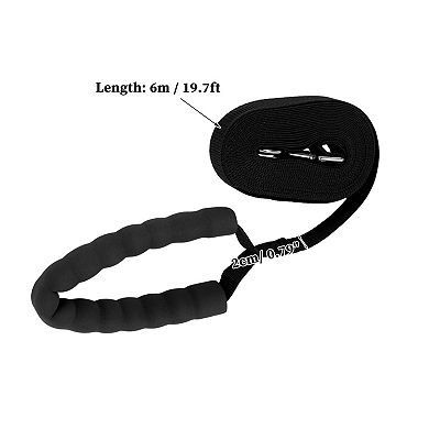 Training Dog Leash, 19.7ft Long Puppy Leashes with Foam Handle for Small Medium Dogs, Black