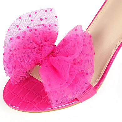 Ankle Strap Stone Printed Chunky Heel Bow Sandals for Women