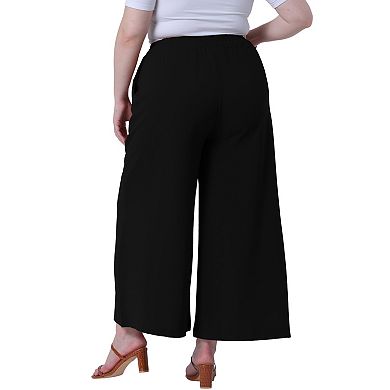 Plus Size Palazzo Pants for Women Wide Leg with Pockets Casual Summer Pants