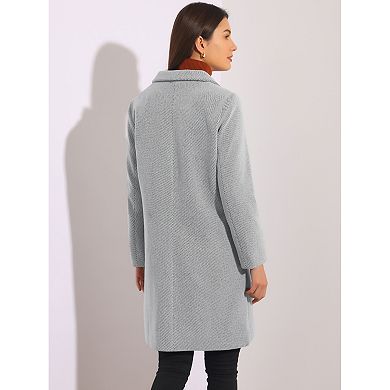 Women's Winter Coats Striped Notched Lapel Collar Single Breasted Outerwear Blazer Coat