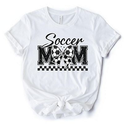Soccer Mom Coquette Bow Retro T-Shirt, Stylish Game Day White