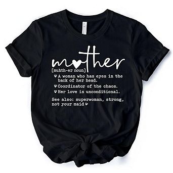 Funny Mom Definition T-Shirt, White, Natural and Black Tee for Strong and Real Mothers