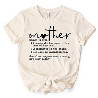 Funny Mom Definition T-Shirt, White, Natural and Black Tee for Strong and Real Mothers