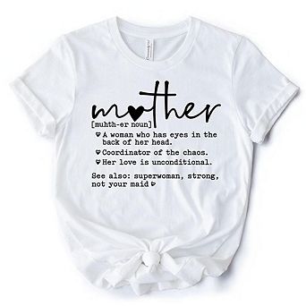 Funny Mom Definition T-Shirt, White, Natural and Black Tee for Strong and Real Mothers