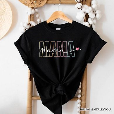 Colorblock Mama T-Shirt, Black Trendy Casual Women's Tee