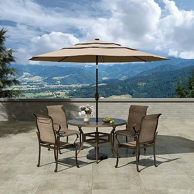 Mondawe 5 Pieces Outdoor Patio Dining Set with 53"W Round Dining Table & 4 Swivel Rocking Chairs