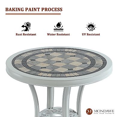 Mondawe 24" Round Cast Aluminum Patio Outdoor Bistro Table Dining Table