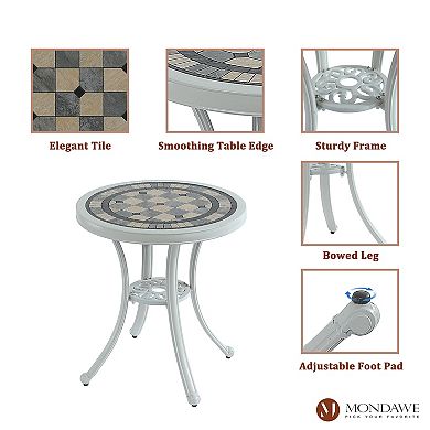 Mondawe 24" Round Cast Aluminum Patio Outdoor Bistro Table Dining Table