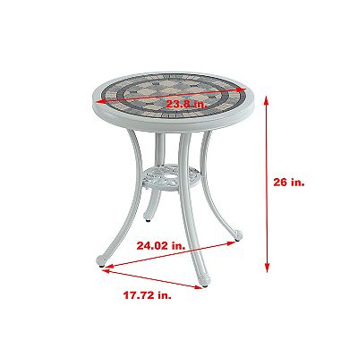 Mondawe 24" Round Cast Aluminum Patio Outdoor Bistro Table Dining Table