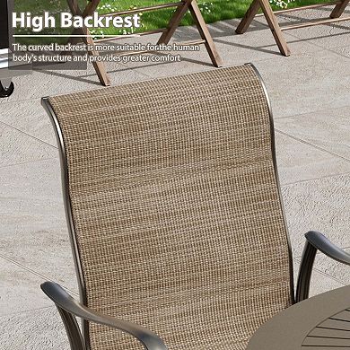 Mondawe Outdoor Cast Aluminum Dining Chair with Textilene Seat and High Back (Set of 4)