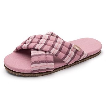 Feelgoodz Women's Slipper Artisan Quilted Cross Strap Indoor / Outdoor House Shoes