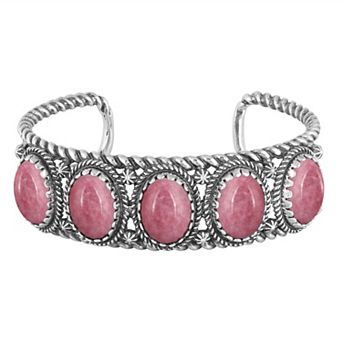 Southwest Spirit® Sterling Silver Rhodonite Concha Cuff Bracelet