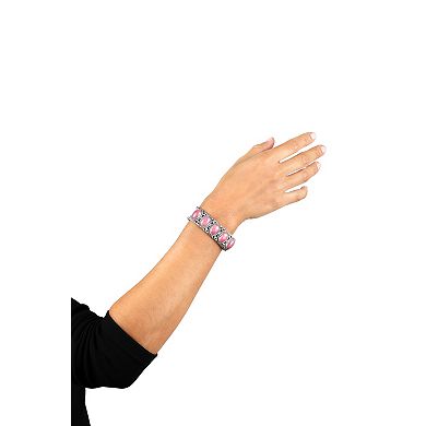 Southwest Spirit Sterling Silver Rhodonite Concha Cuff Bracelet