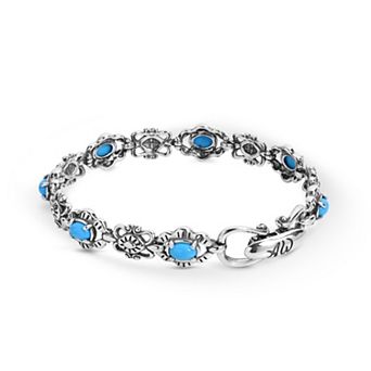 Southwest Spirit® Sterling Silver Sleeping Beauty Turquoise Concha Link Bracelet