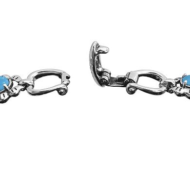 Southwest Spirit Sterling Silver Sleeping Beauty Turquoise Concha Link Bracelet