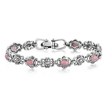 Southwest Spirit® Sterling Silver Rhodonite Concha Link Bracelet
