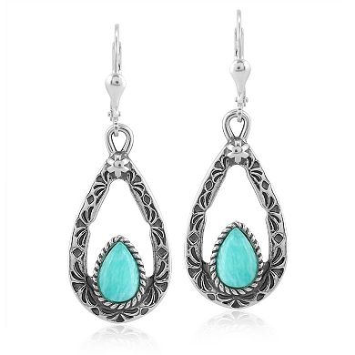 Southwest Spirit® Sterling Silver Gemstone Teardrop Drop Earrings