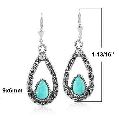 Southwest Spirit® Sterling Silver Gemstone Teardrop Drop Earrings