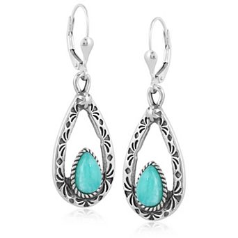 Southwest Spirit® Sterling Silver Gemstone Teardrop Drop Earrings