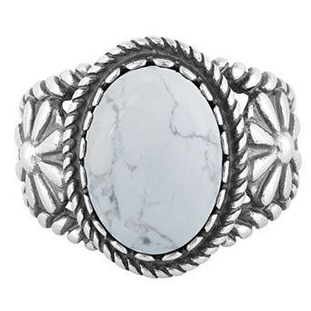 Southwest Spirit® Sterling Silver Rhondite Howlite Concha Ring