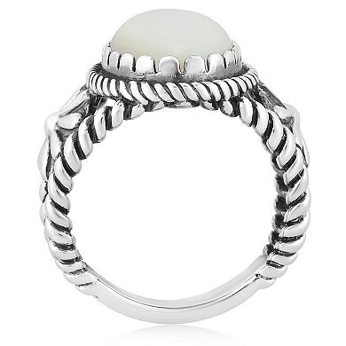 Southwest Spirit Sterling Silver Mother of Pearl Concha Ring