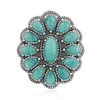 Southwest Spirit® Sterling Silver Amazonite Flower Rope Ring