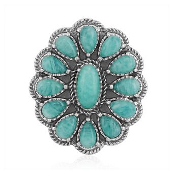 Southwest Spirit® Sterling Silver Amazonite Flower Rope Ring
