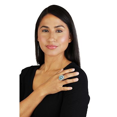 Southwest Spirit Sterling Silver Amazonite Flower Rope Ring