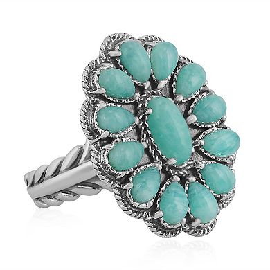 Southwest Spirit Sterling Silver Amazonite Flower Rope Ring
