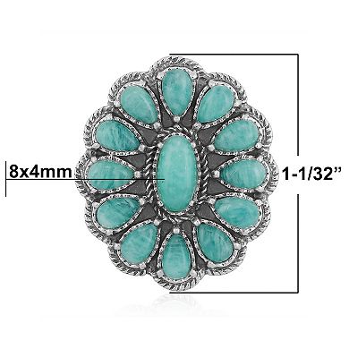 Southwest Spirit Sterling Silver Amazonite Flower Rope Ring