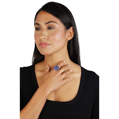 Southwest Spirit Sterling Silver Lapis Lazuli Flower Rope Ring