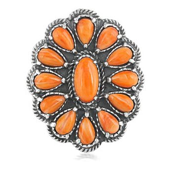 Southwest Spirit® Sterling Silver Spiny Oyster Flower Rope Ring