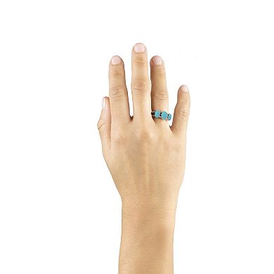 Southwest Spirit® Sterling Silver Spiny Oyster Turquoise 3-Stone Rope Ring