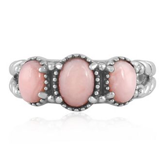 Southwest Spirit® Sterling Silver Pink Opal 3-Stone Rope Ring