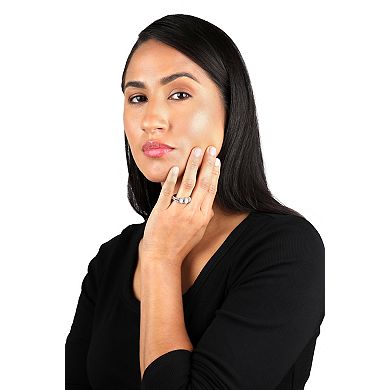 Southwest Spirit Sterling Silver Pink Opal 3-Stone Rope Ring